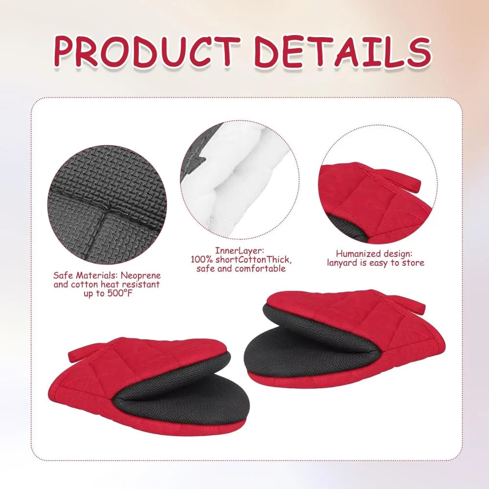 Short Oven Mitts Silicone Kitchen Gloves Heat Resistant 500 Non Slip Zpaxo