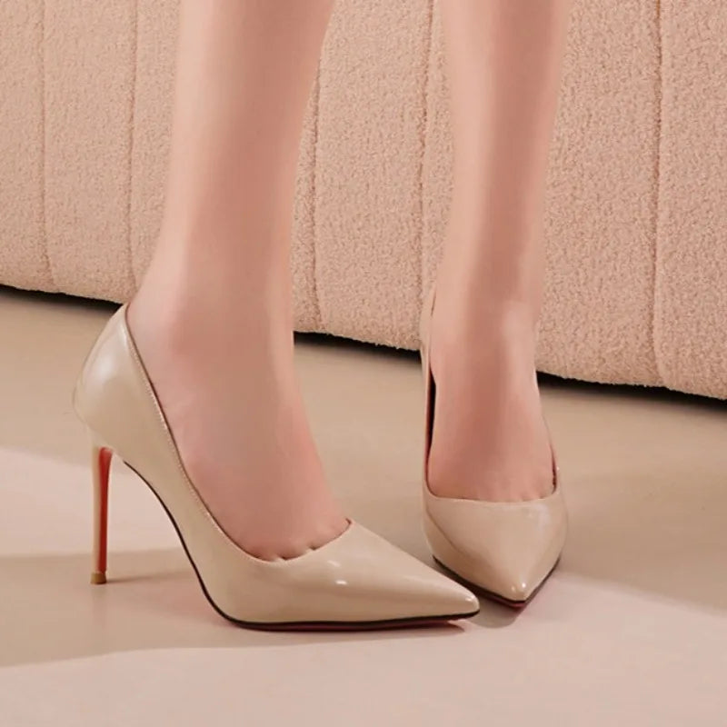Women's Pointed Closed Toe Comfortable Sexy Elegant Thin Heel Shoes Zpaxo apricot 39