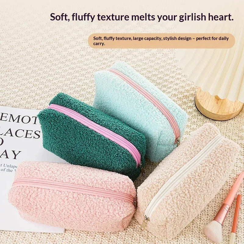 Plush Pencil Case, Makeup Bag, Cute, High Appearance, Large Capacity Pencil Case, Girls' School Students' Stationery Box, Pillow Zpaxo