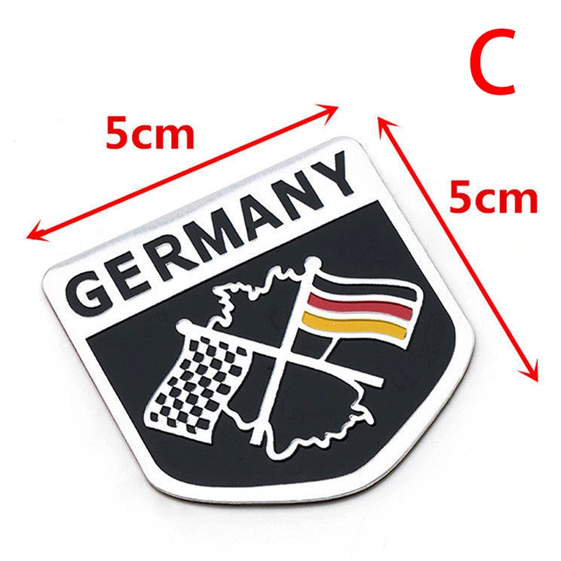 CM3D Aluminium Auto Car Emblem Germany German Flag Logo Grille Badge