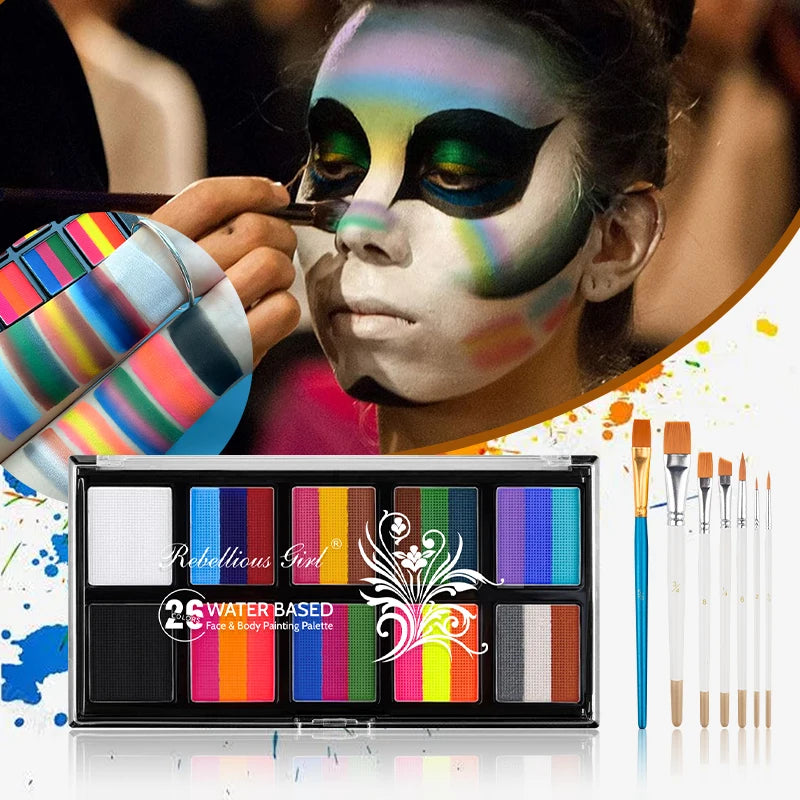 10 Grid 26 Colors Water-soluble Face Body Paint Palette Halloween Zpaxo