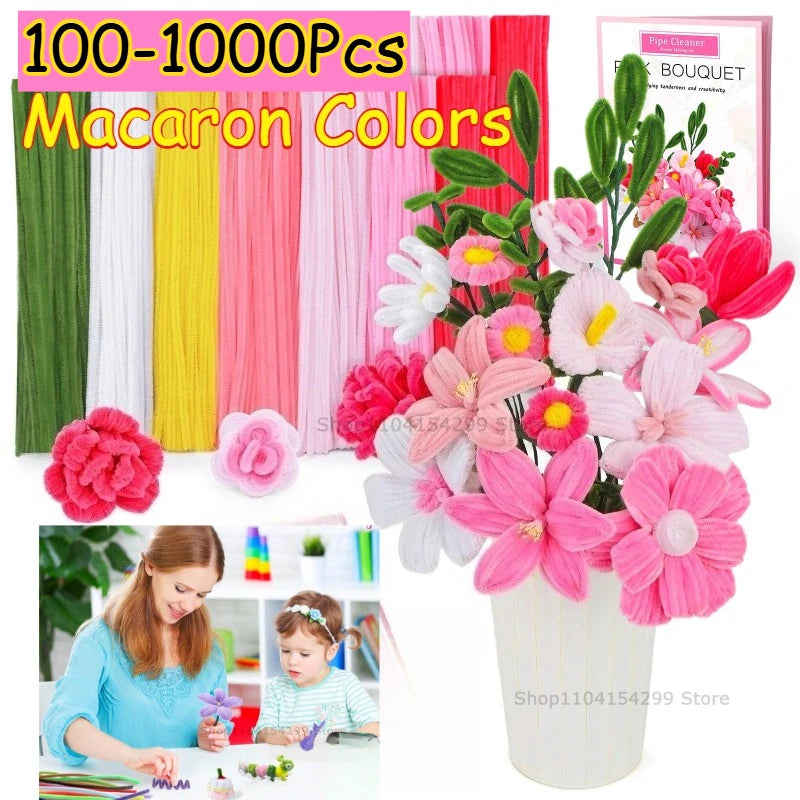 Fluffy Pipe Cleaners Plush Crafts Stems Strips Premium Chenille Rod DIY Handmade Art Materials Great for Kids Toys Wedding Party Zpaxo