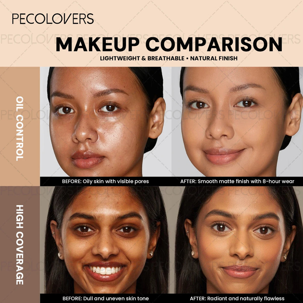1PC Pressed Powder Foundation, Waterproof, Matte Finish, Full Coverage, Non-Sticky, for All Skin Types, Light to Medium Tone Zpaxo