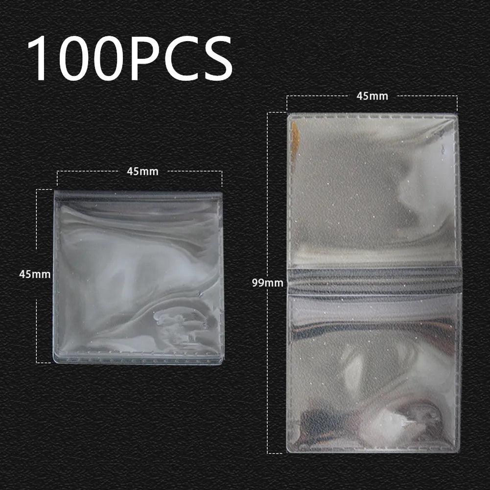 45 Foldable Dual Pocket Vinyl Coin Flips PVC Visiable Protective Bag