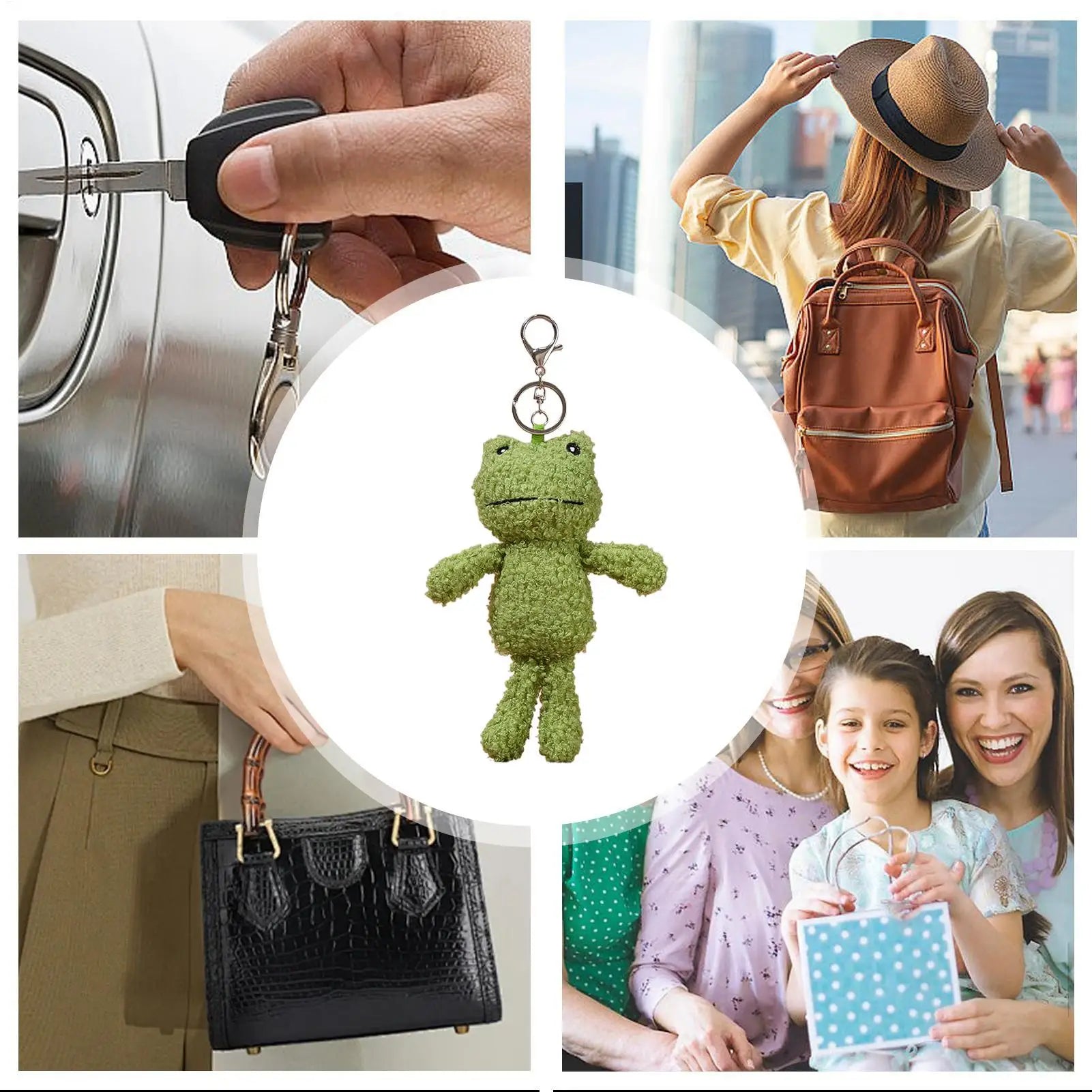 Plush Frog Keychain Cute Stuffed Animal Keyring Bag Charm Kids Adults