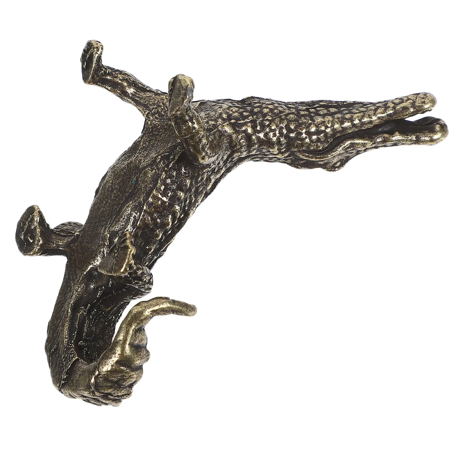 Brass Crocodile Desktop Adornment Hand-painted Smooth Sculpture Home