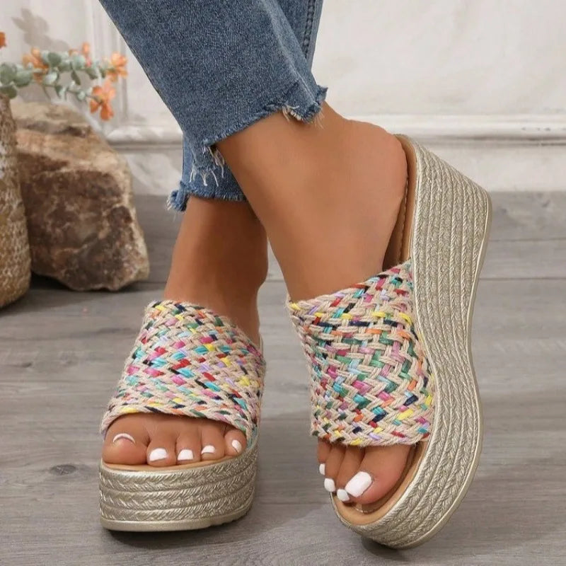 2025 Wedges Slippers Women Platform Sandals Woman Summer Round Head
