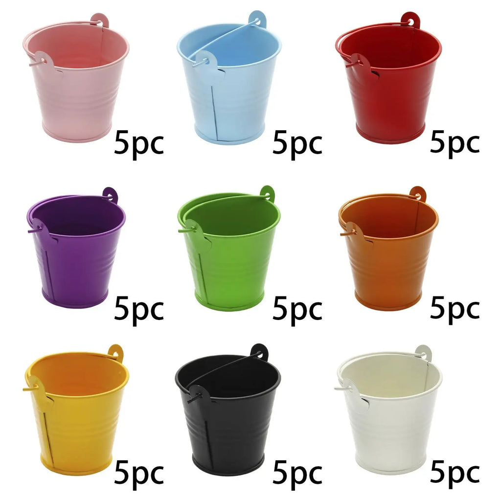 Small Metal Buckets Flower Organizing Container Handle Vases Zpaxo