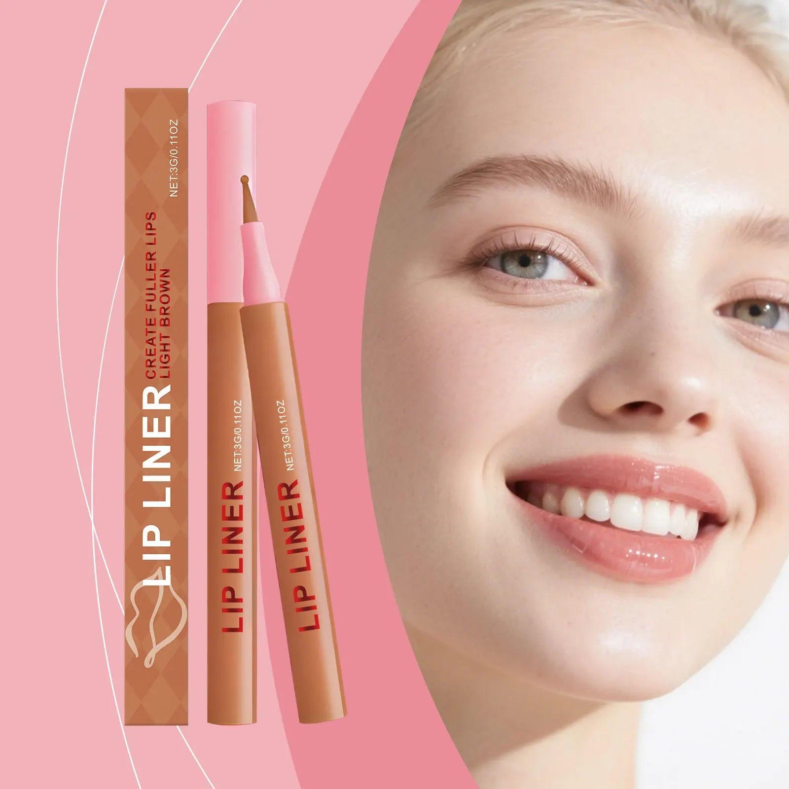 Light Brown Waterproof Lip Liner – Long-Lasting & Natural Lip Liner Zpaxo