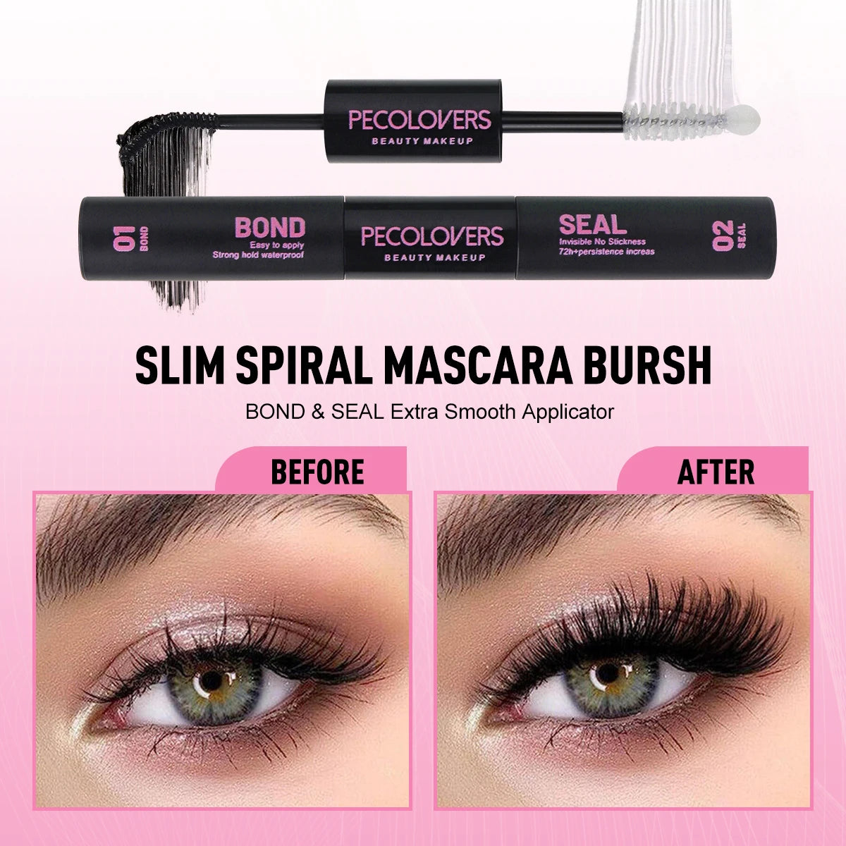 Double-head 2-in-1 False Eyelash Glue, Cluster Lash Adhesive, Strong Adhesive for Secure Hold,Quick-Dry Long-Lasting Mascara Zpaxo