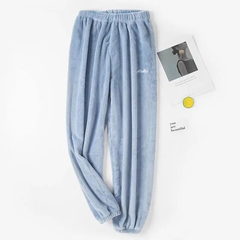 Fleece Pants Women's Thick Plush Loungewear Warm Sleepwear