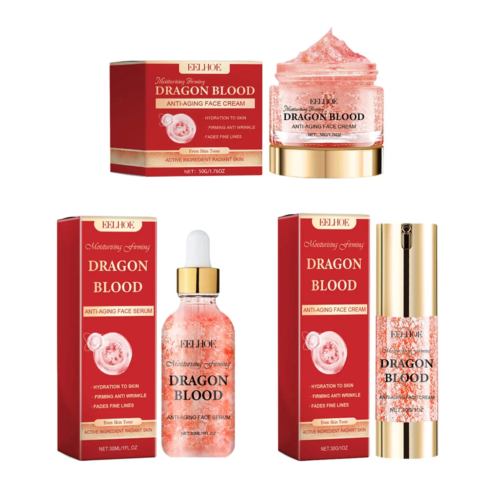 EELHOE Dragon's Blood Anti-Aging Skincare Set | Serum & Cream Anti-Aging Skincare Set Zpaxo