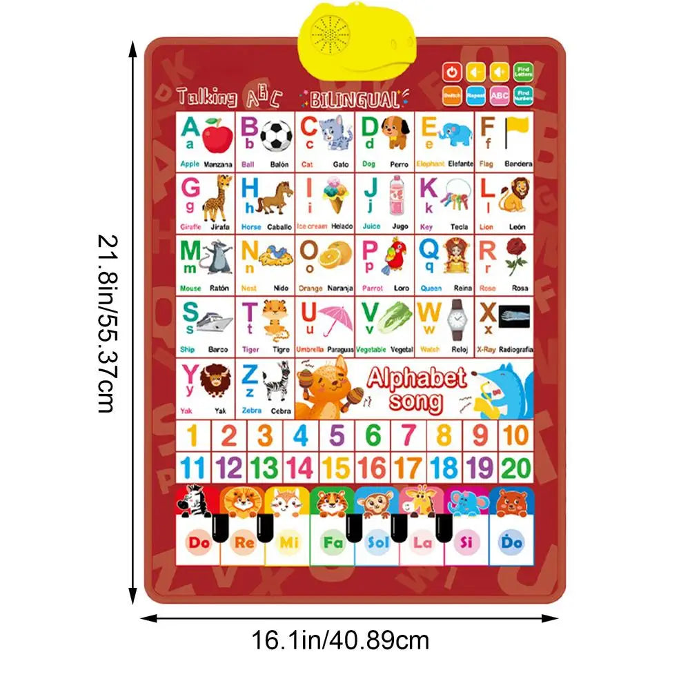 Bilingual Talking Wall Chart – English & Spanish Toddler Toy Educational Learning Toy Zpaxo Red
