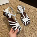 Square Closed Toe Weaving Hollow Out Comfortable Breathable One-word Zpaxo WHITE 37