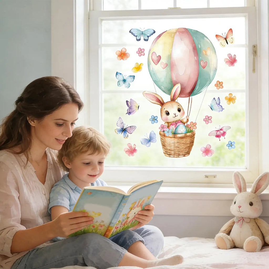 Easter Window Clings Spring Bunny Flower Butterfly Static Stickers