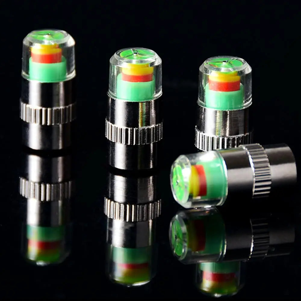 4-Pack Tire Pressure Monitor Valve Stem Caps | 3-Color Alert