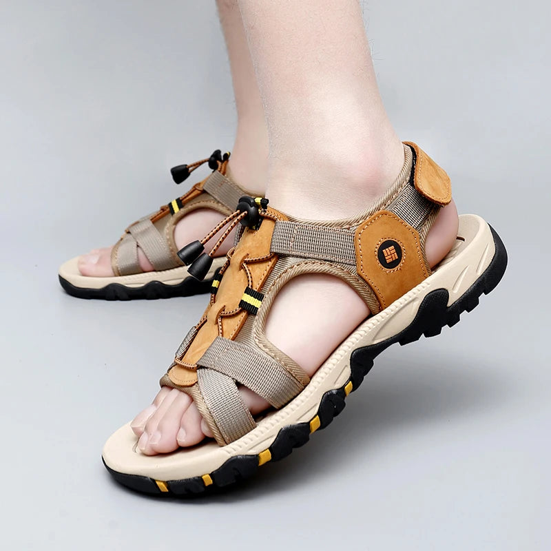 Summer Men Sandals Leather Mens Casual Shoes Outdoor Beach Roman