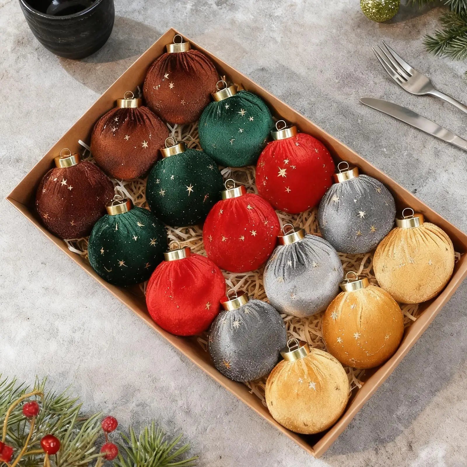 Flocked Christmas Ornaments 15 Rustic Party Decor Tree Ornament