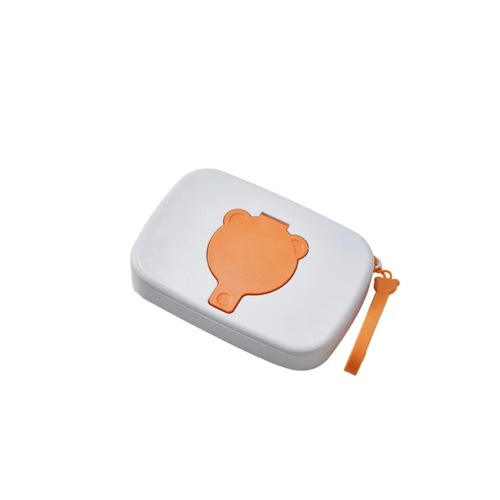 Refillable Baby Wipe Dispenser Silicone Seal Flip Cover Travel Holder Zpaxo Orange