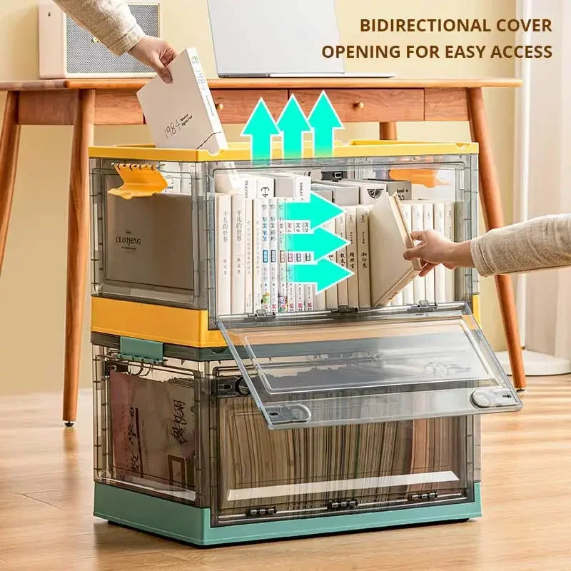 1pc Foldable Storage Trunk Open Storage Box Transparent Storage Box Home Wardrobe Clothes Organizer Large Capacity Clear Plastic Zpaxo