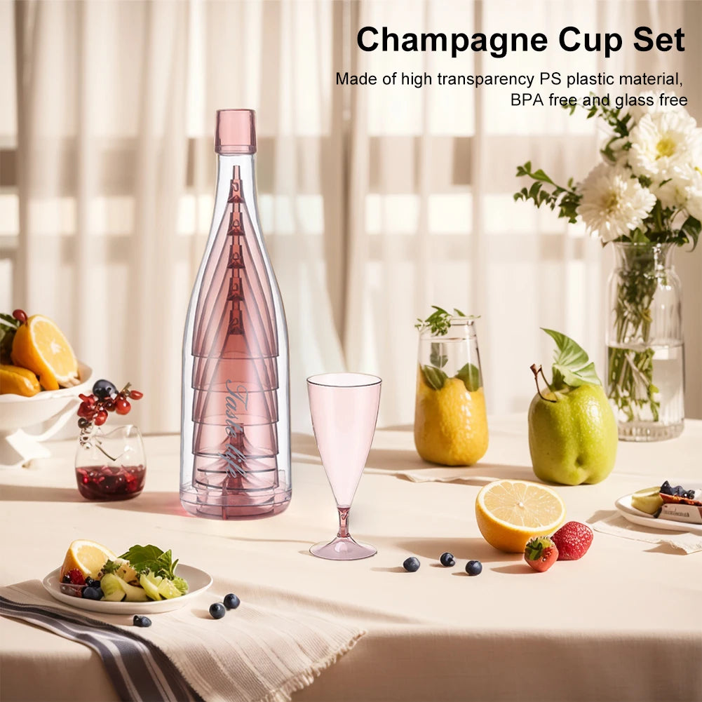Plastic Toasting Champagne Flutes Folding Reusable Glasses Wedding