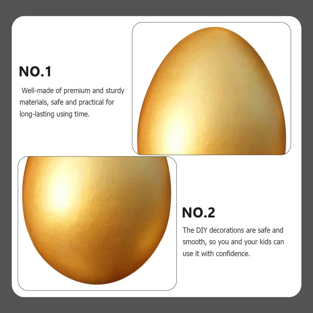 3D Wooden Easter Egg Golden Ornament DIY Decoration Kids Adults