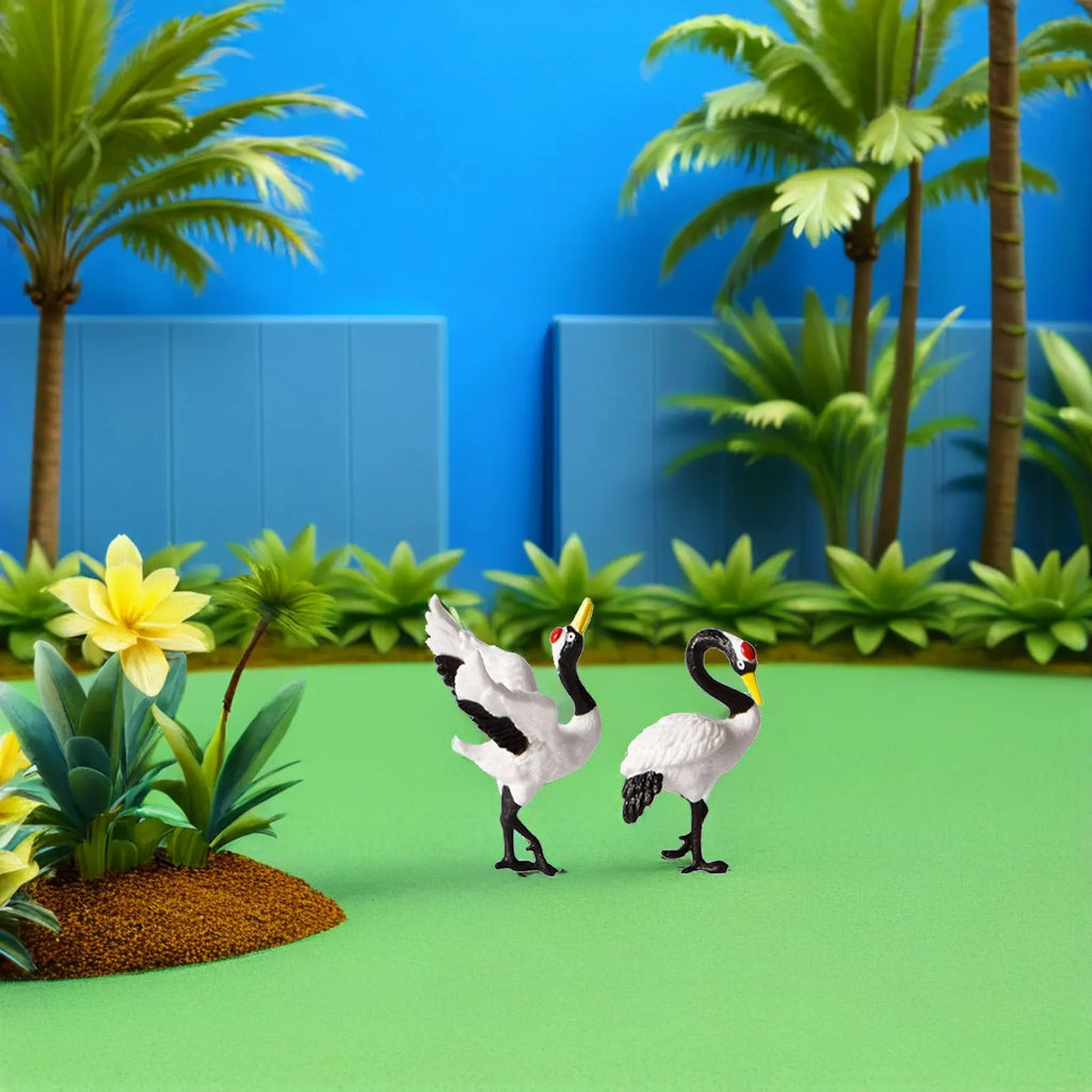 Red Crowned Crane Resin Statues Small Sculptures Miniature Plant Bird