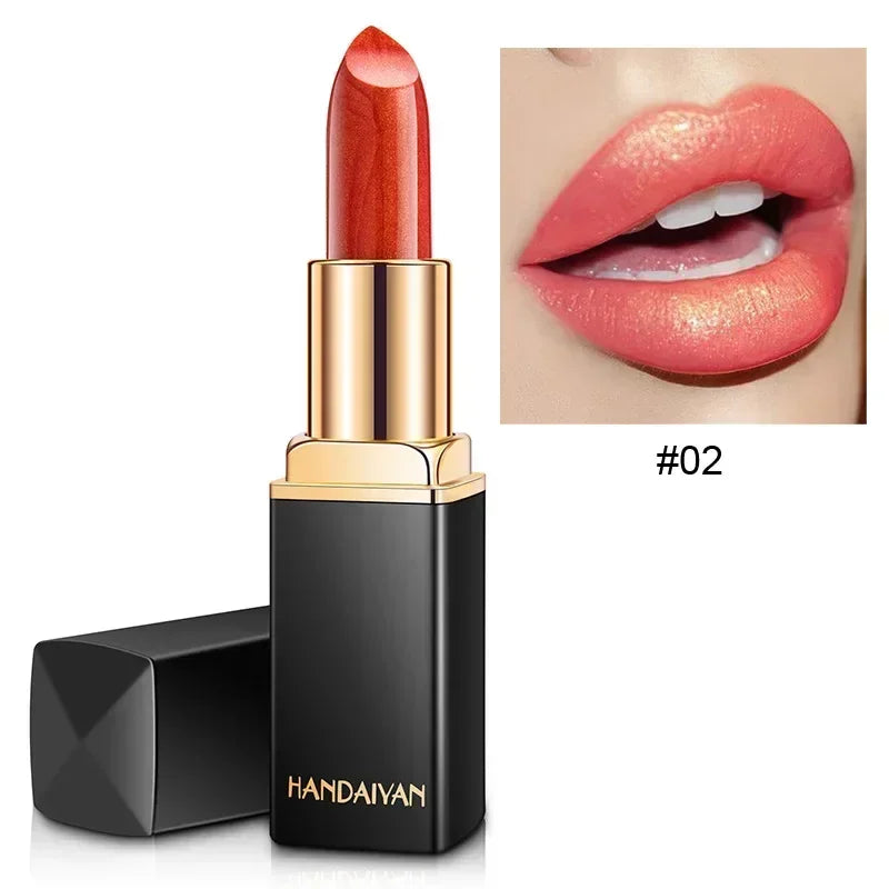 Black Tube Gold Shiny Lipstick Waterproof Long Lasting Moisturizing Zpaxo 02