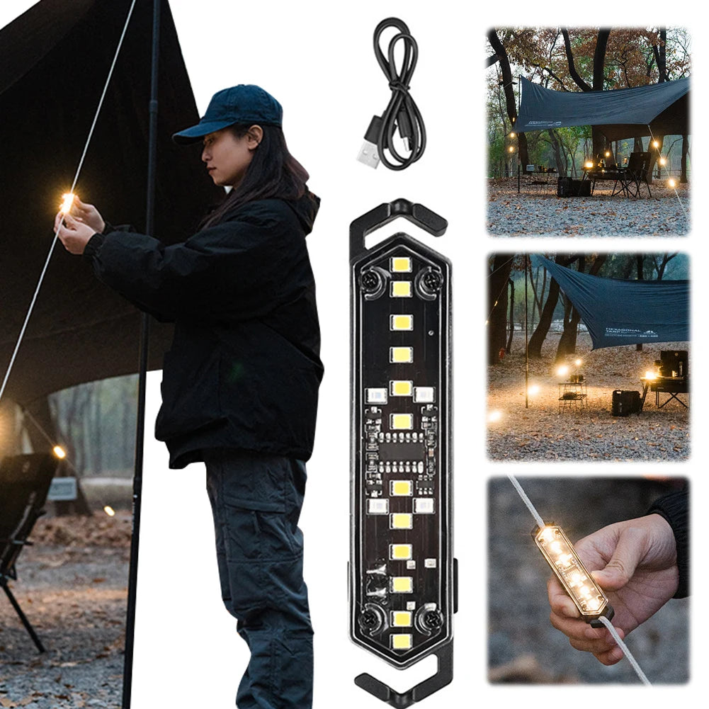 Wind Rope Buckle Light Type-c Charging Warning Stepless Dimming Tent