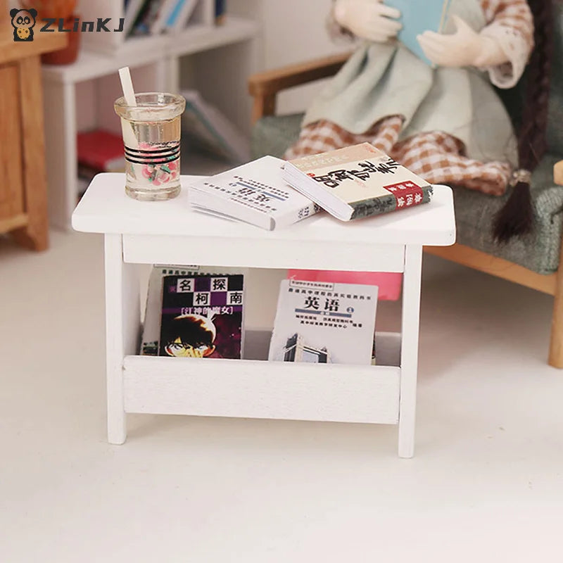 ▶1:12 Dollhouse Mini Stool Desk Table Model Cabinet Bookshelf Furniture Decor Toy Zpaxo