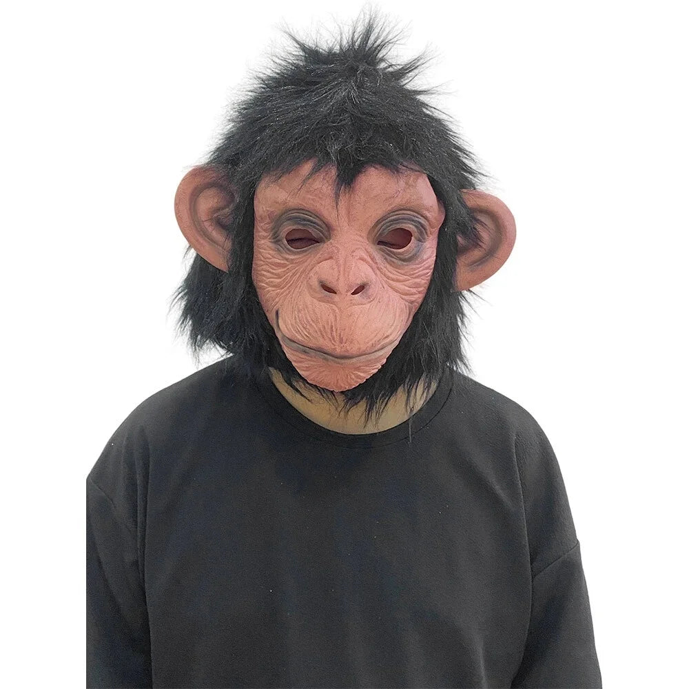 Deluxe Chimp Latex Full Head Mask – Halloween Cosplay Monkey