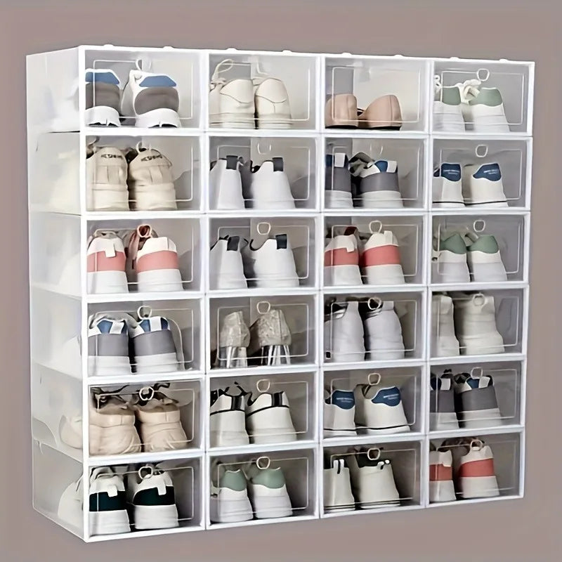 Upgraded Thickened Transparent Shoe Box Foldable Storage Rack Home