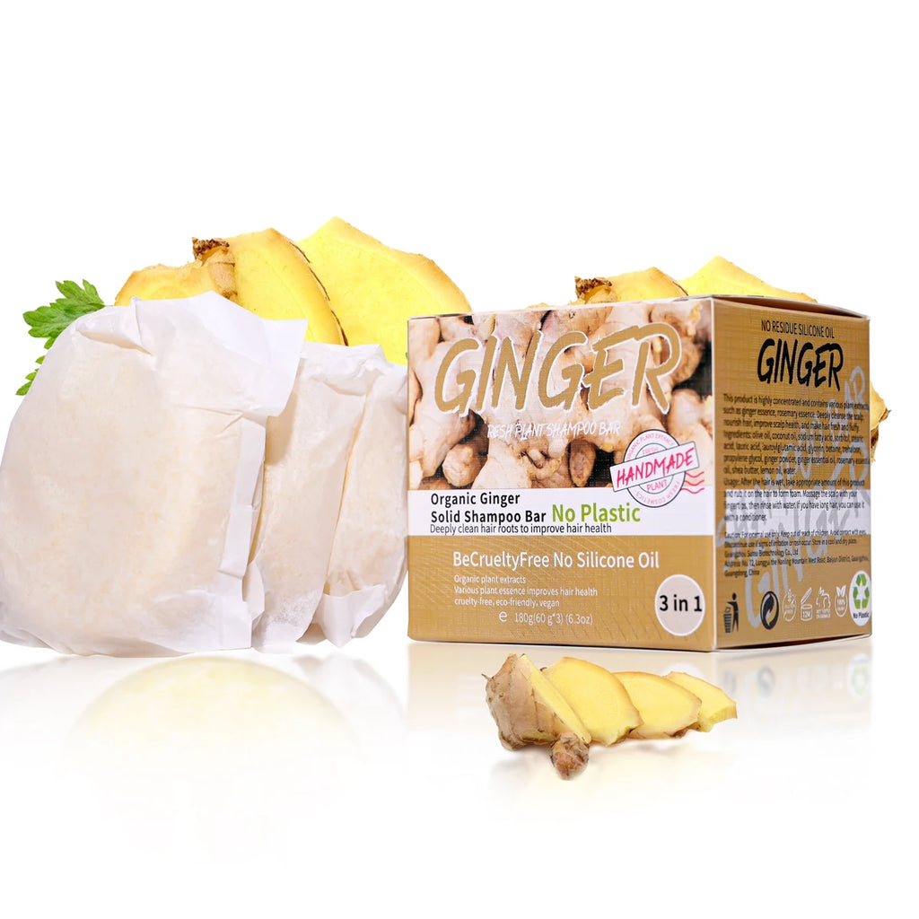 3-Pack Ginger Shampoo Soap – Oil Control, Silicone-Free Bar Solid Shampoo Bar Zpaxo Ginger Shampoo Soap
