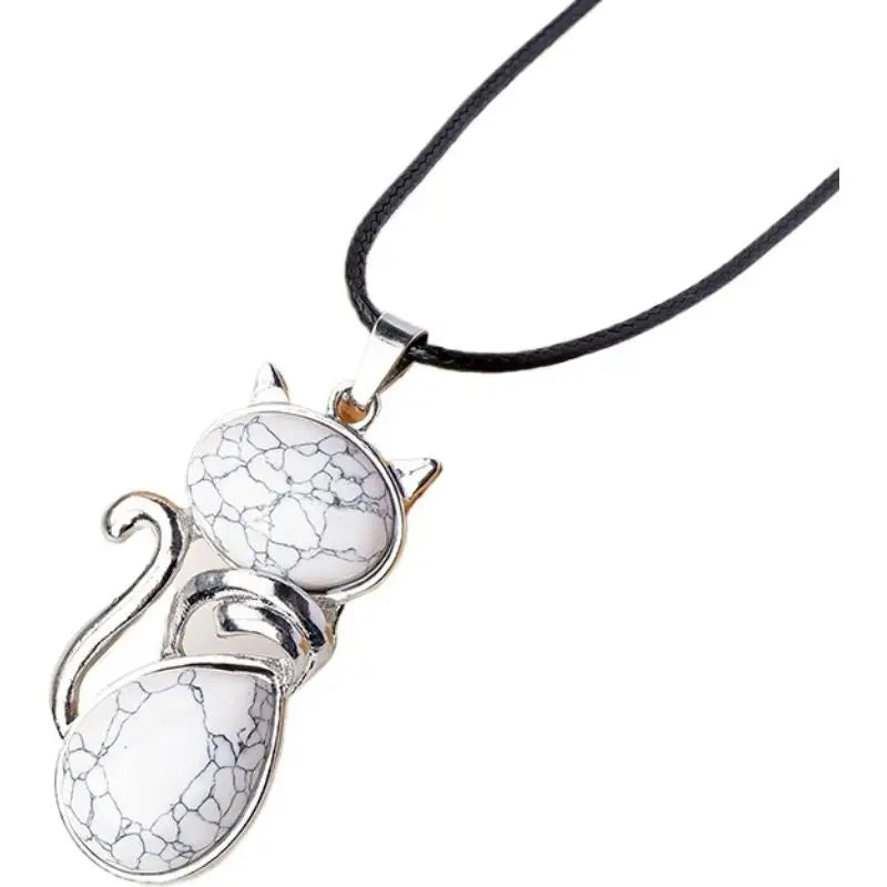 Natural Stone Cat Pendant – Amethyst, Tiger Eye & Crystal Crystal Pendant Necklace Zpaxo J