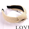 New Bohemian Straw Headbands Soft Lightweight Woven Hair Head Wide Headband for Woman Zpaxo Beige