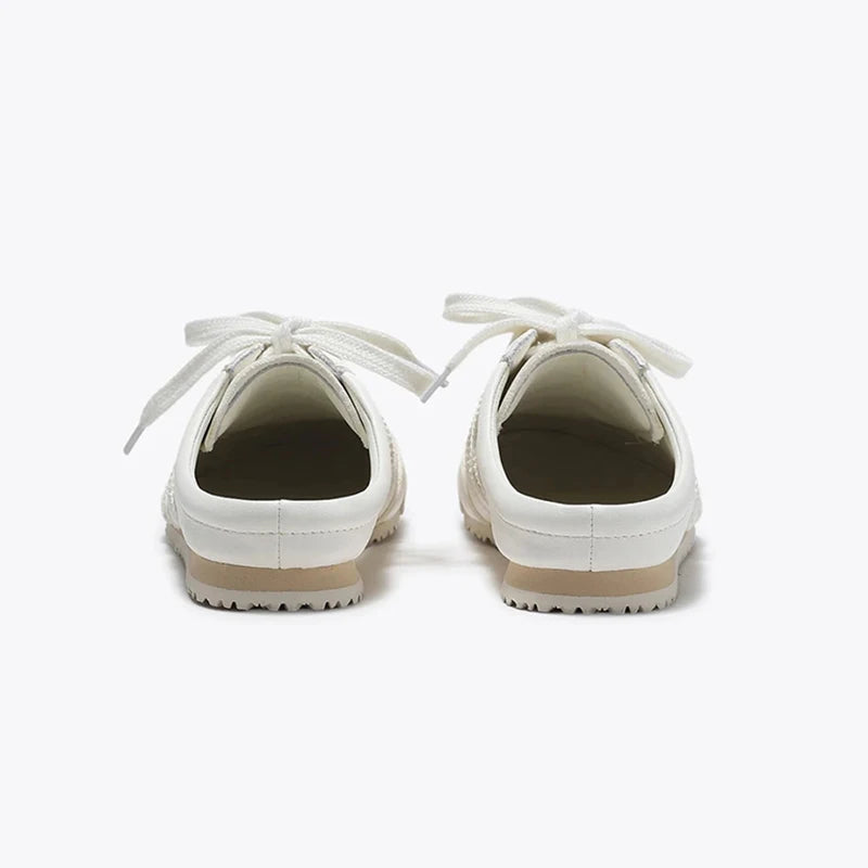Inner Height 5cm Fashion Outerwear Toe Covered Half Slippers Tide 1 Step-on Small White Shoes Without Heel Sneaker Zpaxo