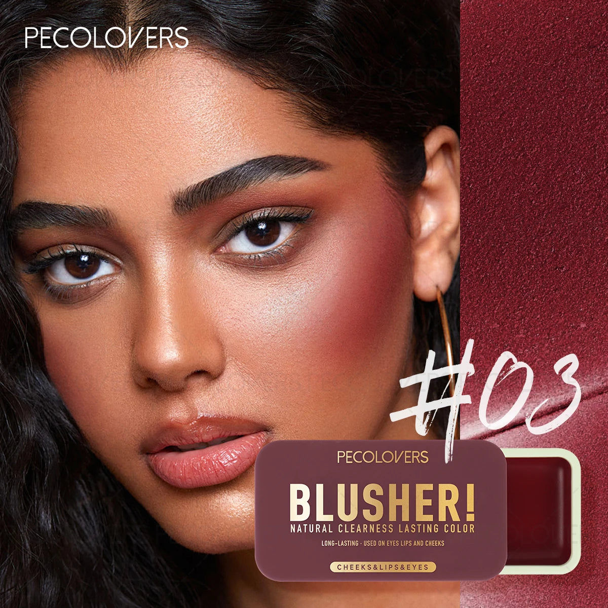 3-Shades Push-pull Blusher Dual-use Lips Cheeks Eyes Long Lasting