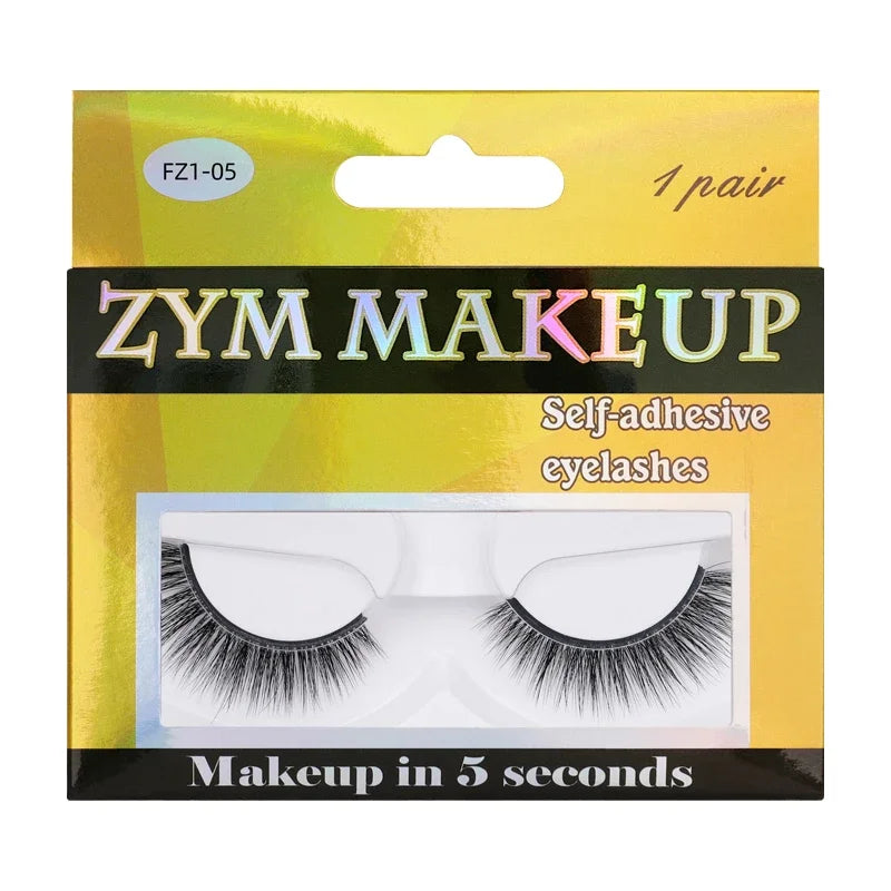 34 Pieces/Box Reusable Self-Adhesive Glue-Free Eyelash Glue Strip False Eyelashes Makeup Tools No Glue eyelashes Hypoallergenic Zpaxo FZ1-05-Self Eyelash
