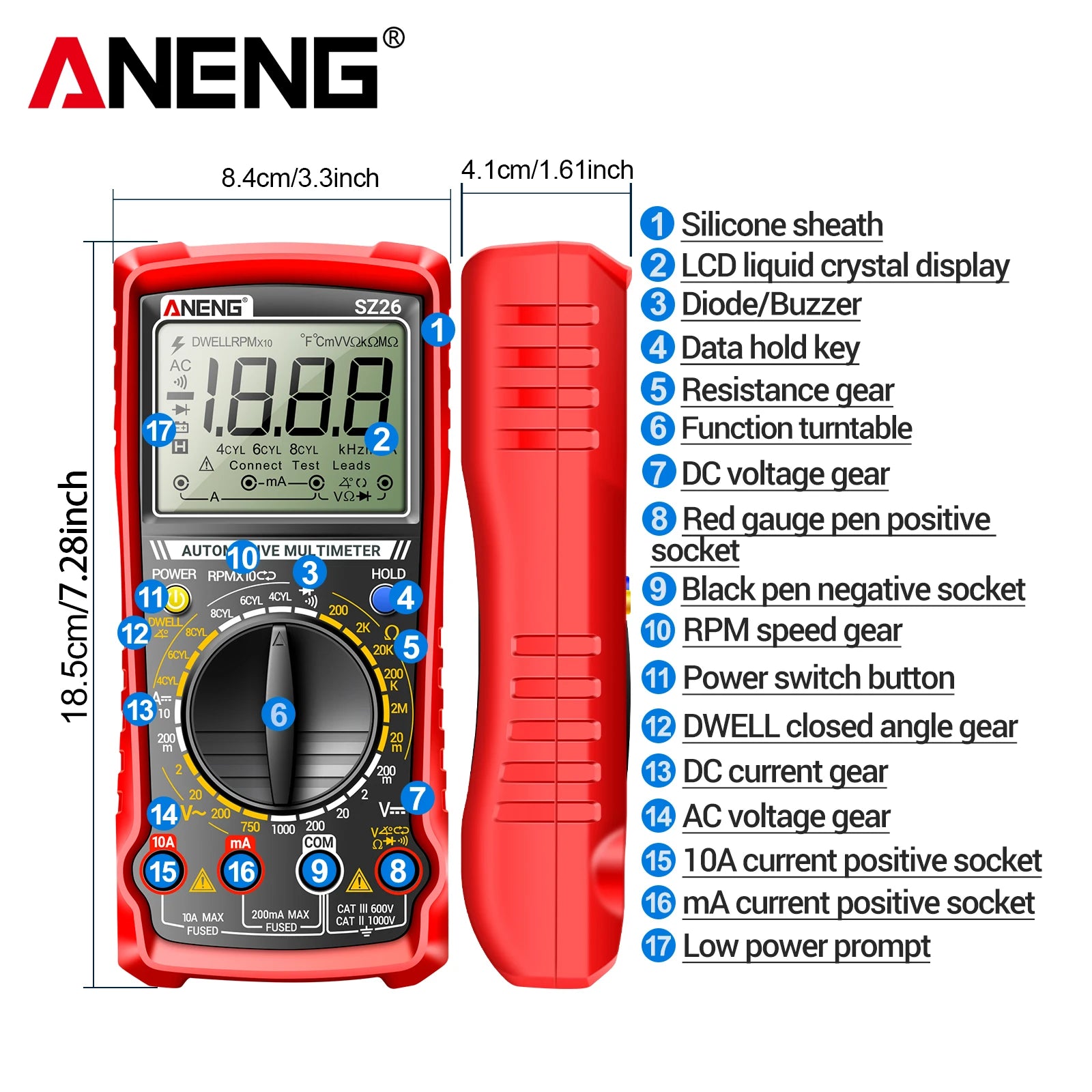 Precision Digital Display Auto Repair Electrician Testing Instrument