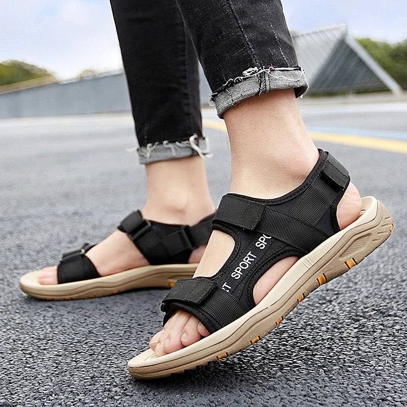 Summer Men Sandals Leather Mens Casual Shoes Outdoor Beach Roman Zpaxo
