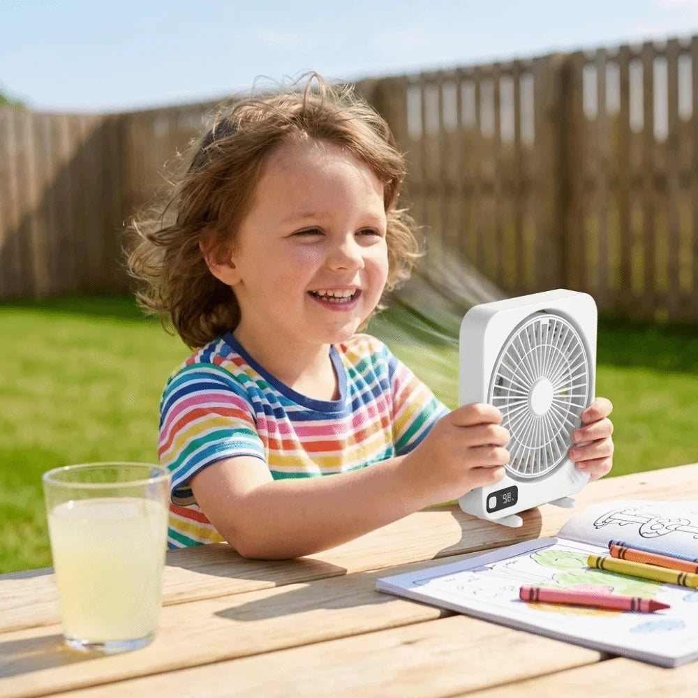 Quiet Operation LED Display Fan Built-in Battery 1000mAh Capacity Zpaxo