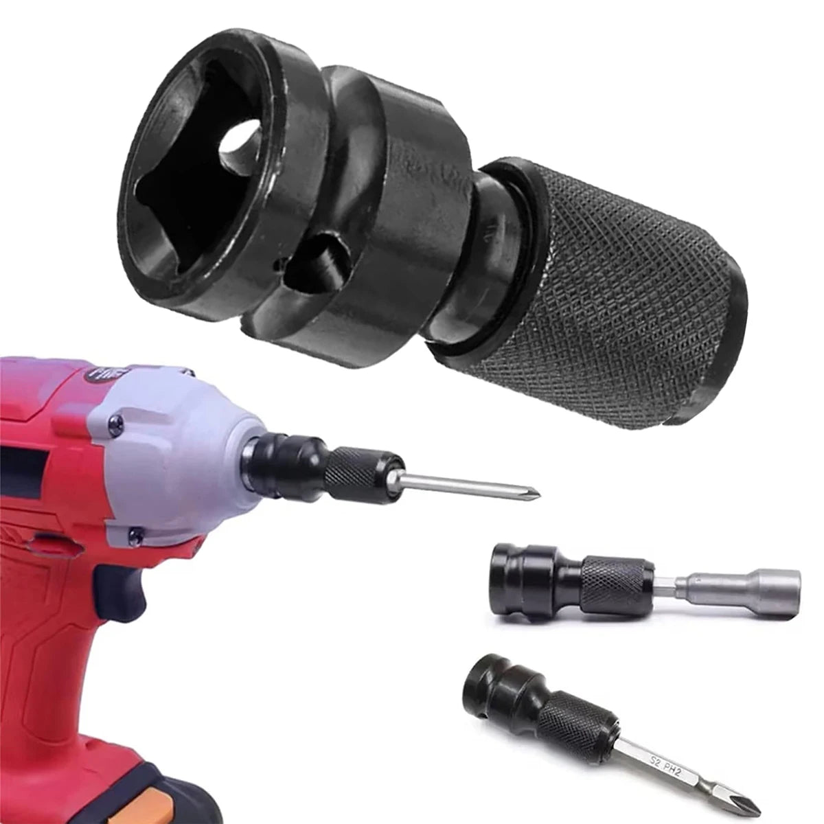 Impact Wrench Adapter 1/2" to 1/4" Hex Bit Holder for Drills