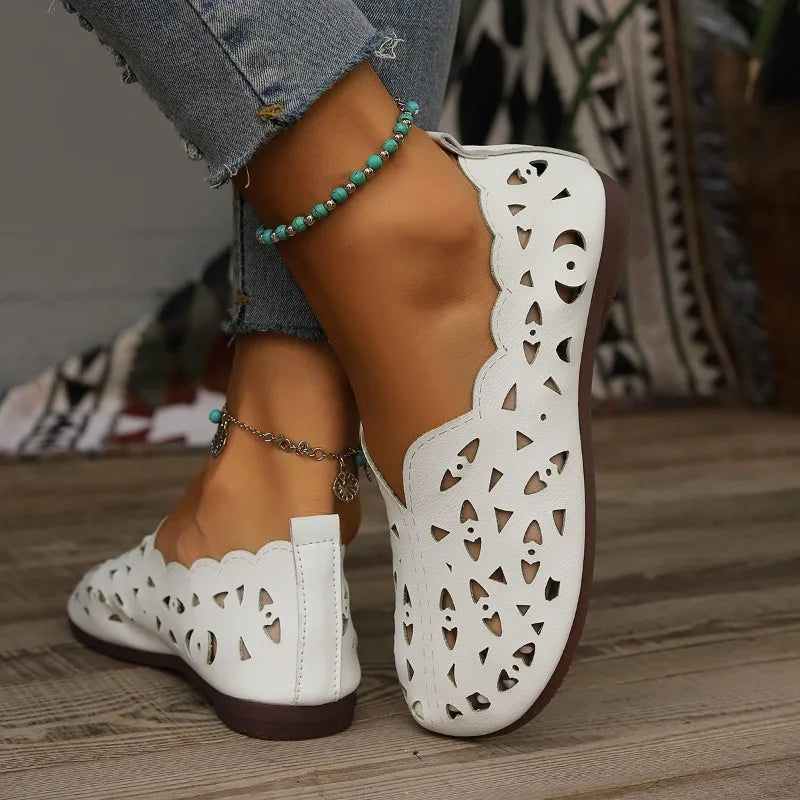 2025 Women Flat Shoes Leather Woman Pointed Toe Flats Summer Lady