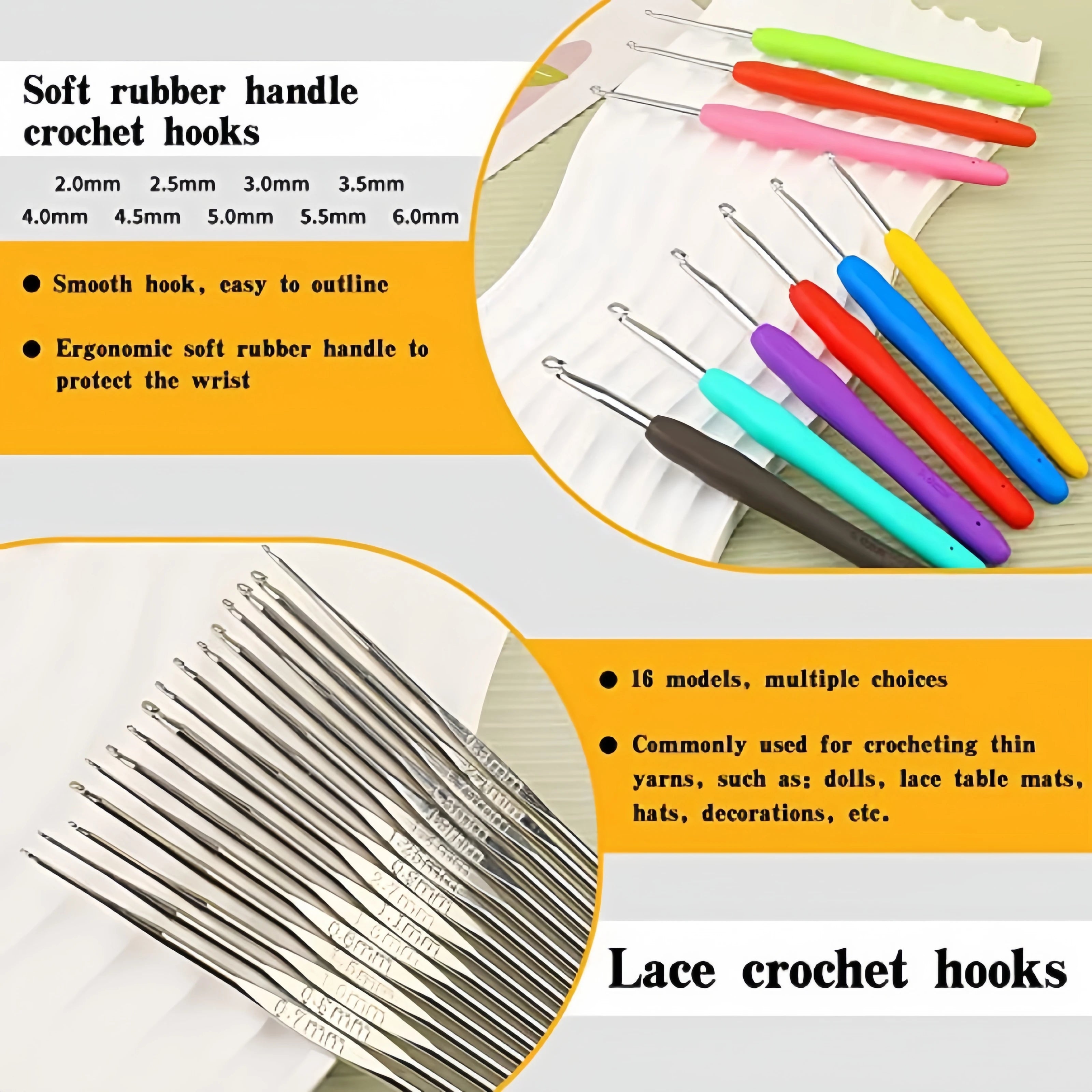 105 piece crochet hook set, complete set of DIY hand woven needle and thread, including yarn storage bag TPR hook Zpaxo