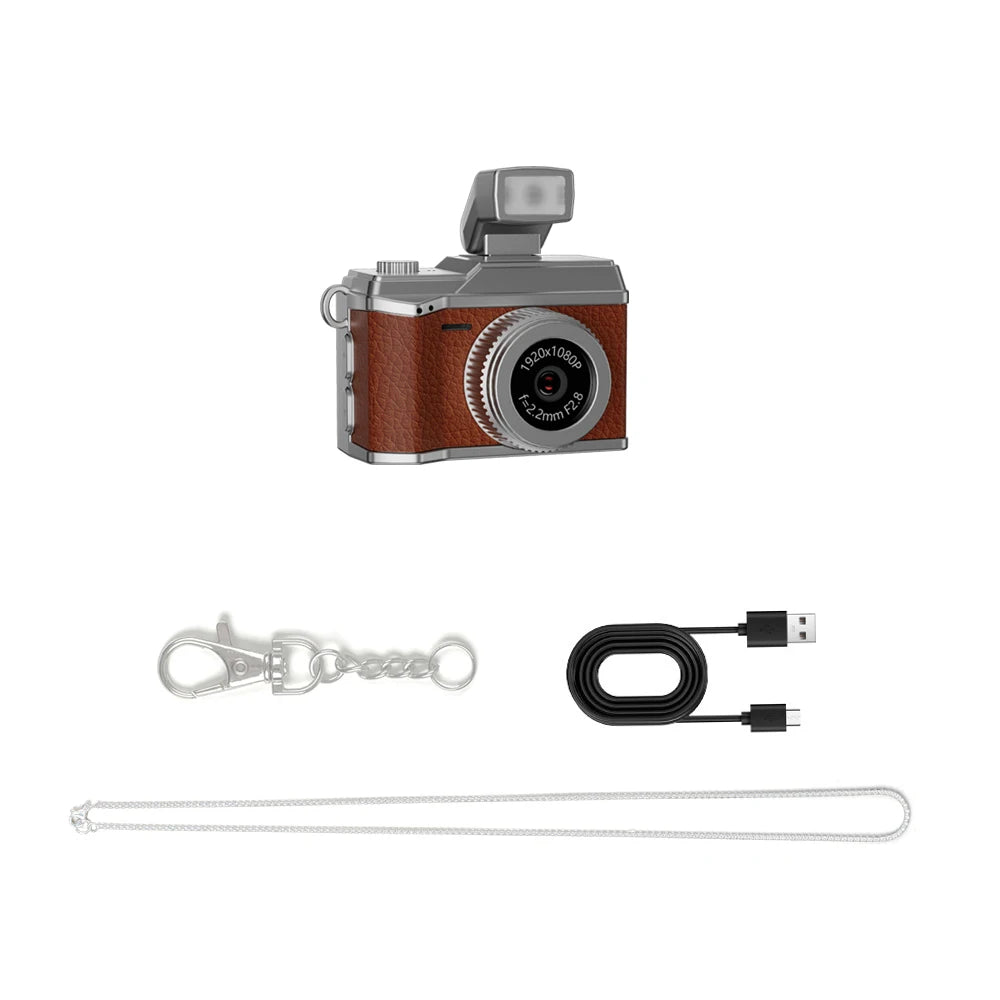 S150 New Retro Wearable Mini Camera HD 1080P With 0.96" IPS Screen Portable Pocket Video Recorder Very Small Camera Gift Zpaxo S151 Brown Camera Add 16G