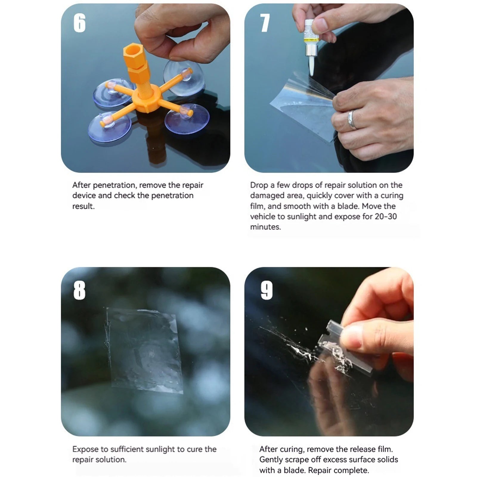 Windshield Chip Repair Cracked Glass Liquid Cracks DIY Long-lasting