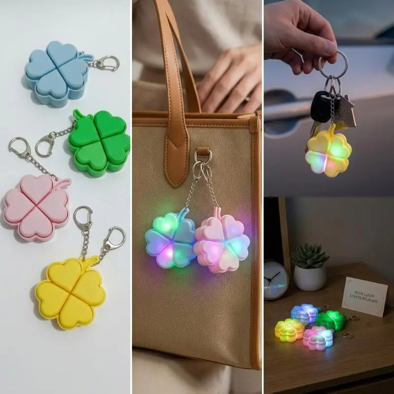 Lucky Four-Leaf Clover LED Light-Up Keychain Fidget Toy