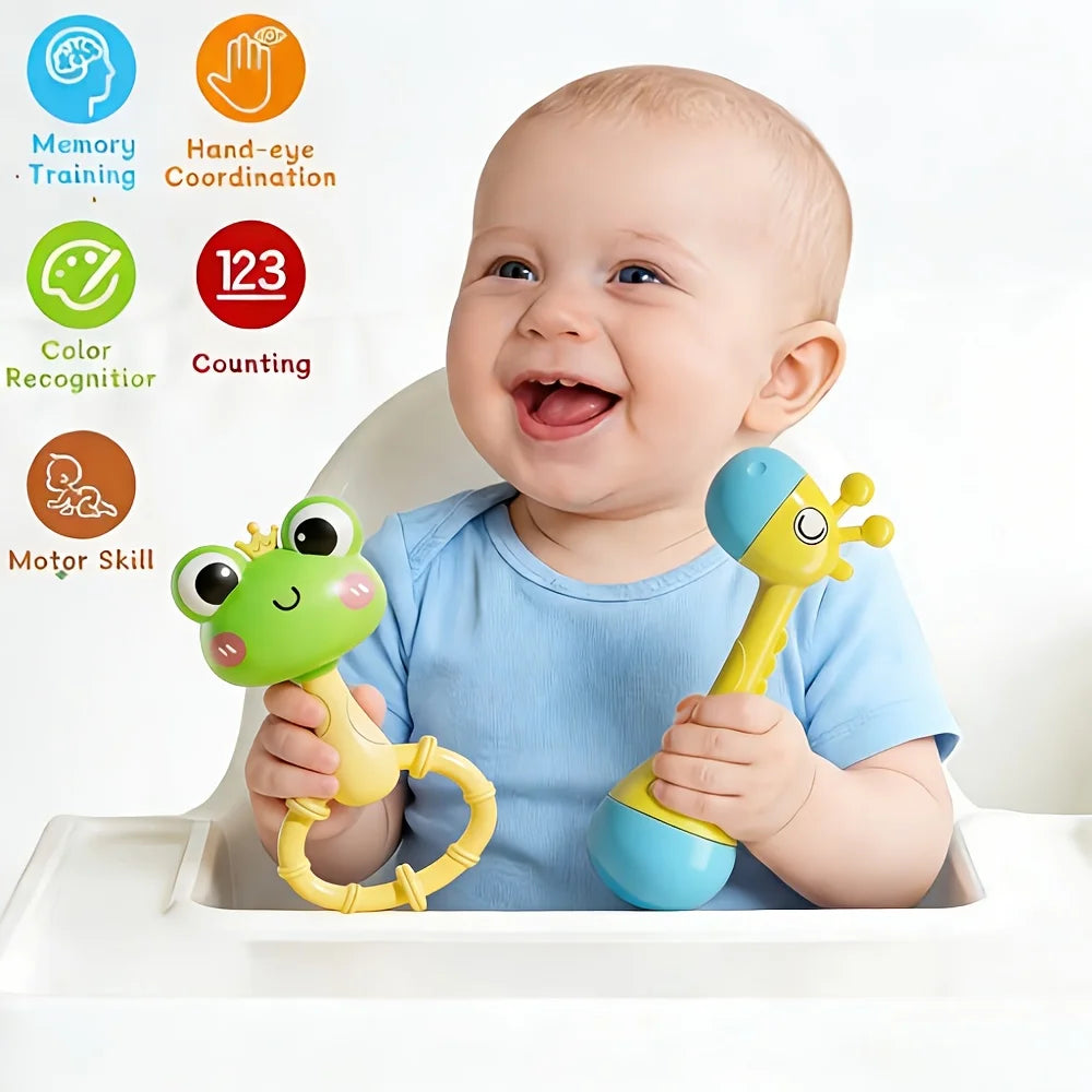 Cute Hand-held Rattles Colorful Animal Designs Hand Cranked Bell
