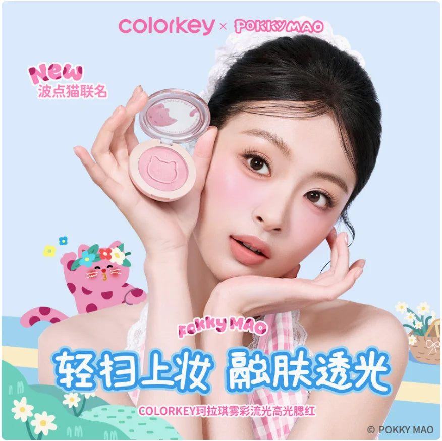COLORKEY POKKY MAO MISTY LUSTER DUAL HIGHLIGHTER BLUSH 4G Blush Monochrome Matte Pearlescent Makeup Cosmetics Zpaxo