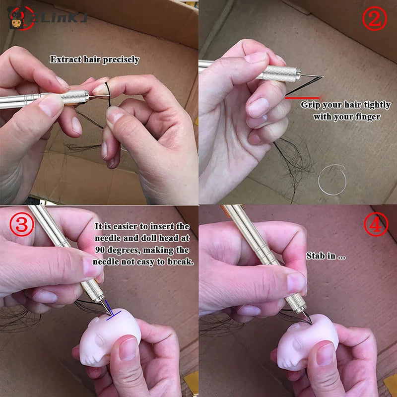 ▶0.8mm Doll Hair Reroot Needle Kit Repaint Baby Head Reborn Hair Rooting Tools Wig Making Supplies Accessories Set Zpaxo
